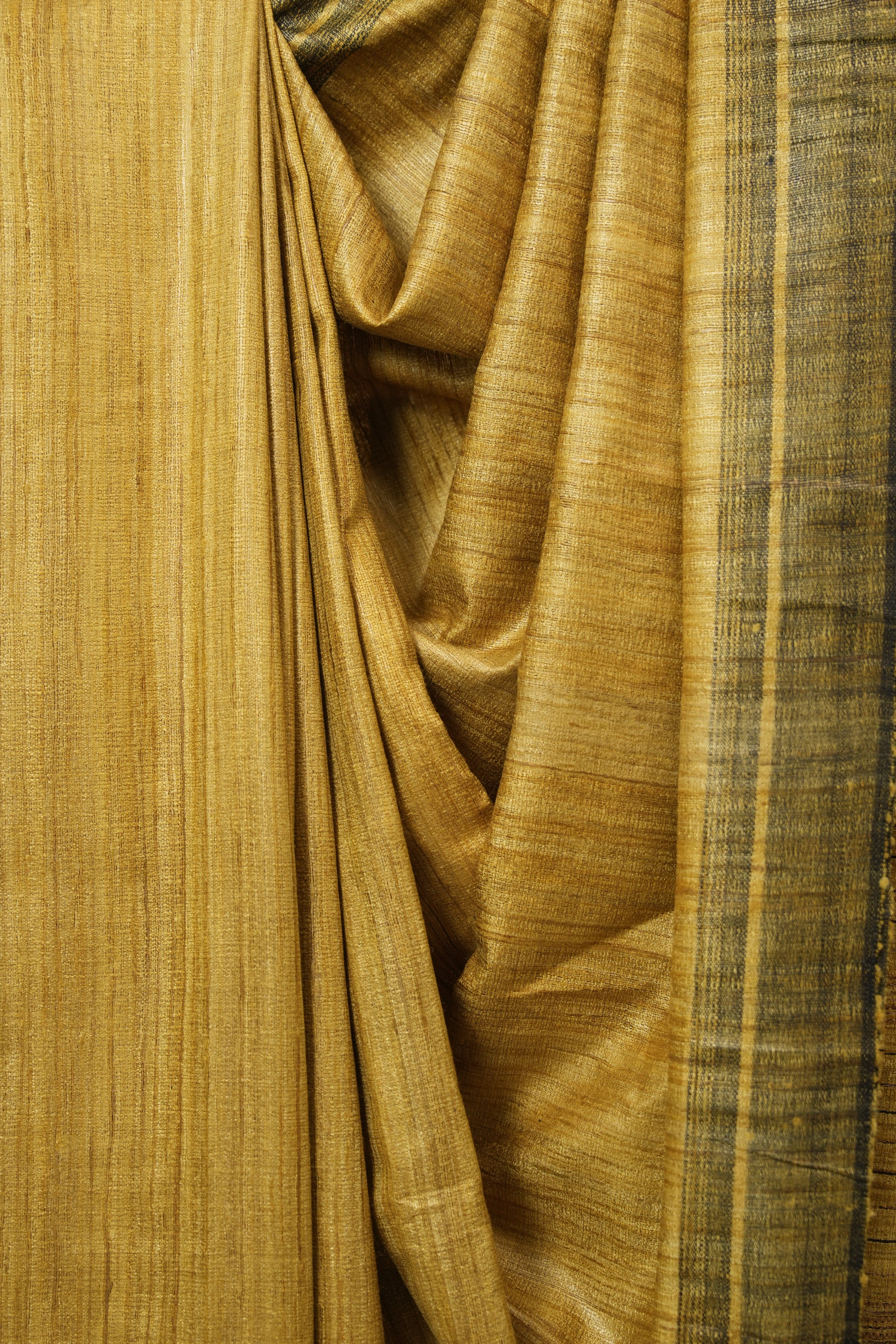 Yellow Tussar Silk Saree - SRYTSS1844