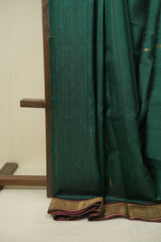 Bottle Green Raw Silk Saree - SRBGRSS1074
