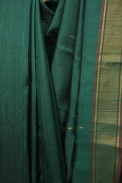 Bottle Green Raw Silk Saree - SRBGRSS1074