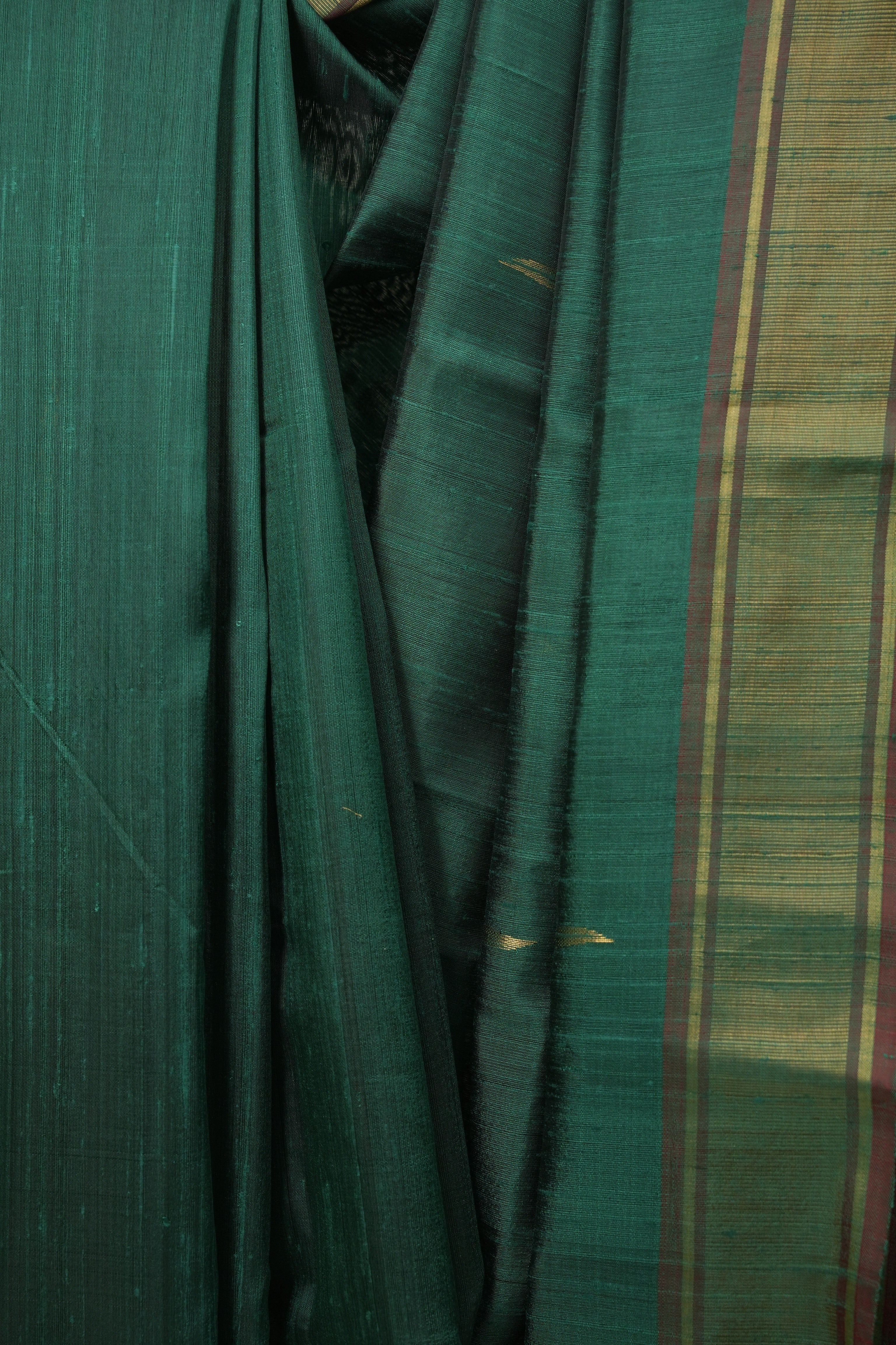 Bottle Green Raw Silk Saree - SRBGRSS1074