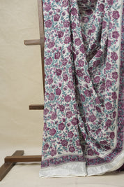 Plum White HBP Slub Cotton Saree- SRPWHBPSCS130