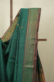 Bottle Green Raw Silk Saree - SRBGRSS1074