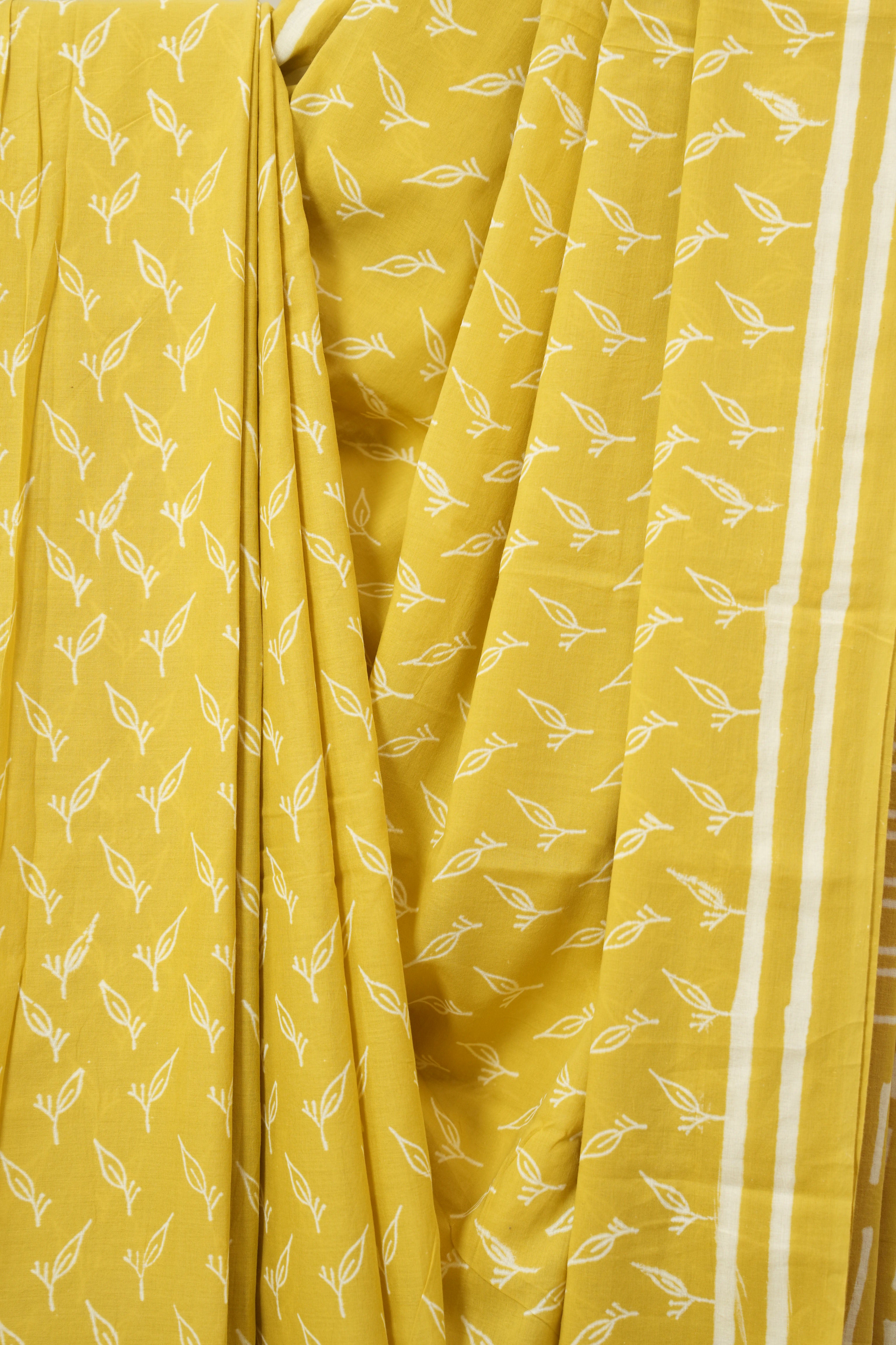 Mustard HBP Cotton Saree - SRMCS3371