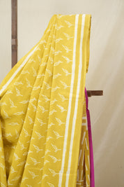 Mustard HBP Cotton Saree - SRMCS3371
