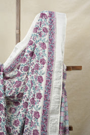 Plum White HBP Slub Cotton Saree- SRPWHBPSCS130