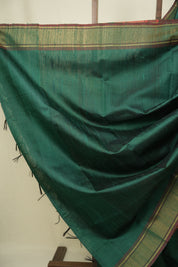 Bottle Green Raw Silk Saree - SRBGRSS1074