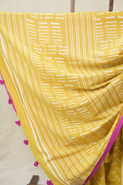 Mustard HBP Cotton Saree - SRMCS3371