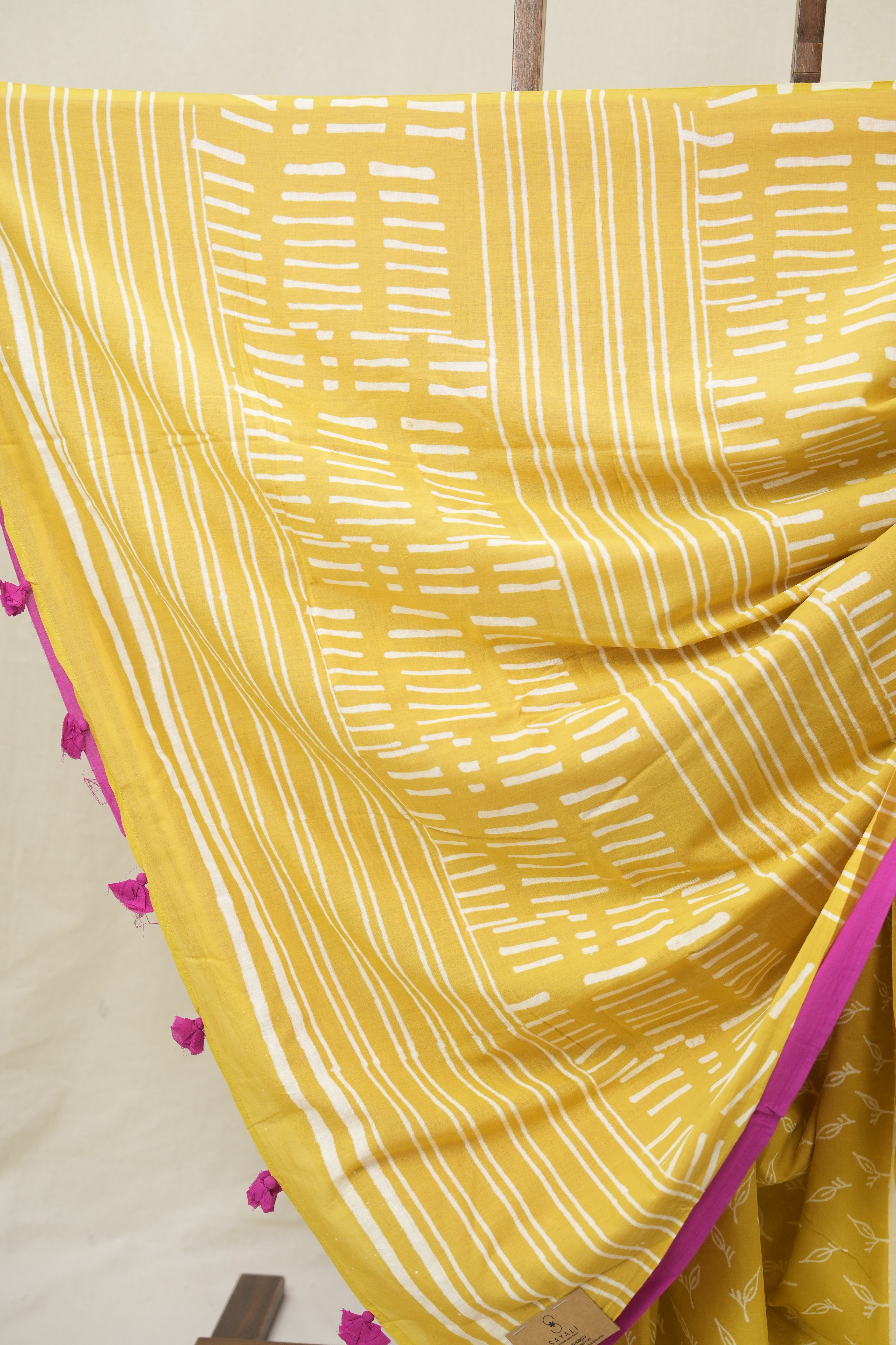 Mustard HBP Cotton Saree - SRMCS3371