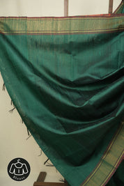 Bottle Green Raw Silk Saree - SRBGRSS1074