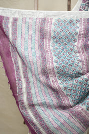 Plum White HBP Slub Cotton Saree- SRPWHBPSCS130