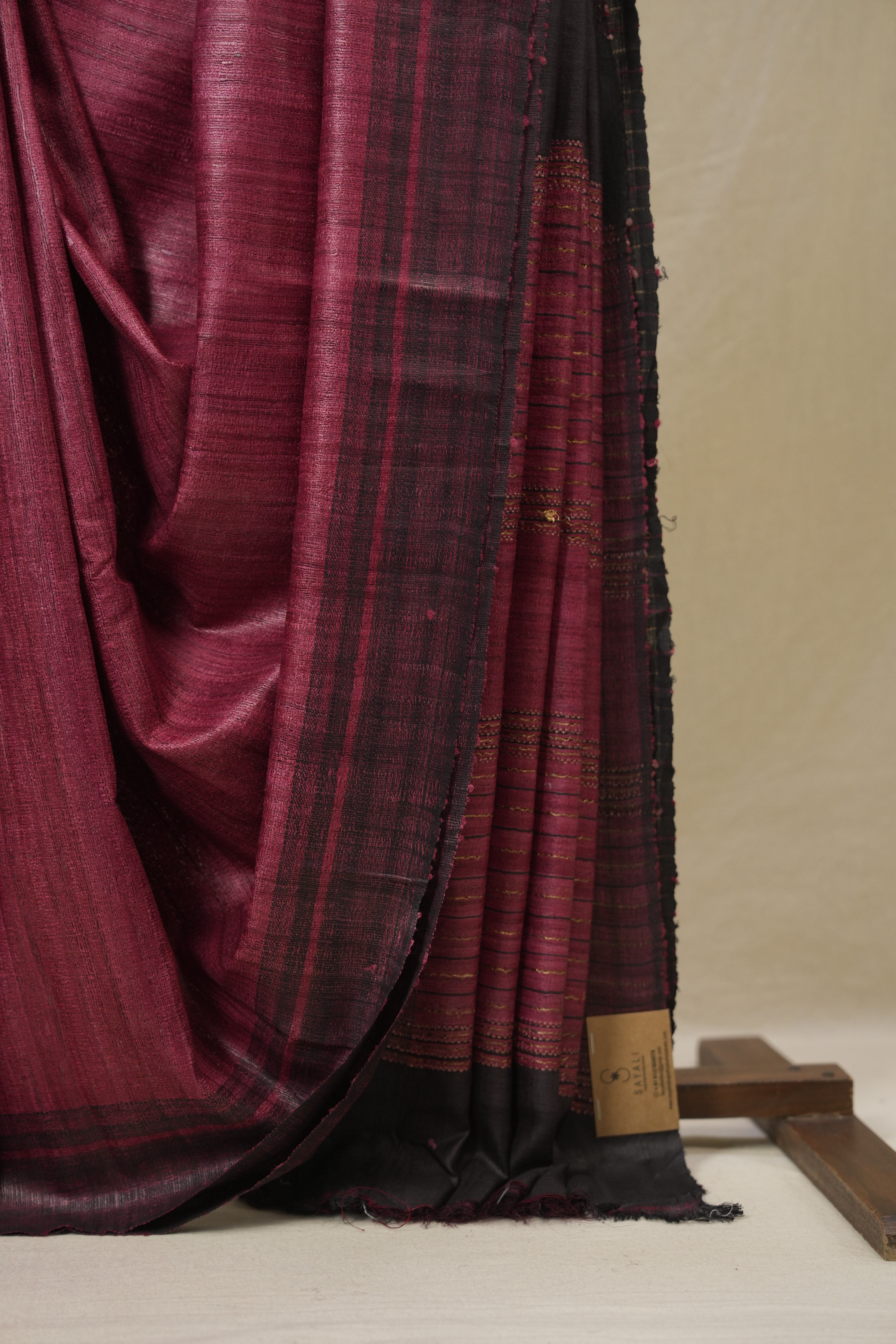 Onion Pink Tussar Silk Saree - SROPTSS1843