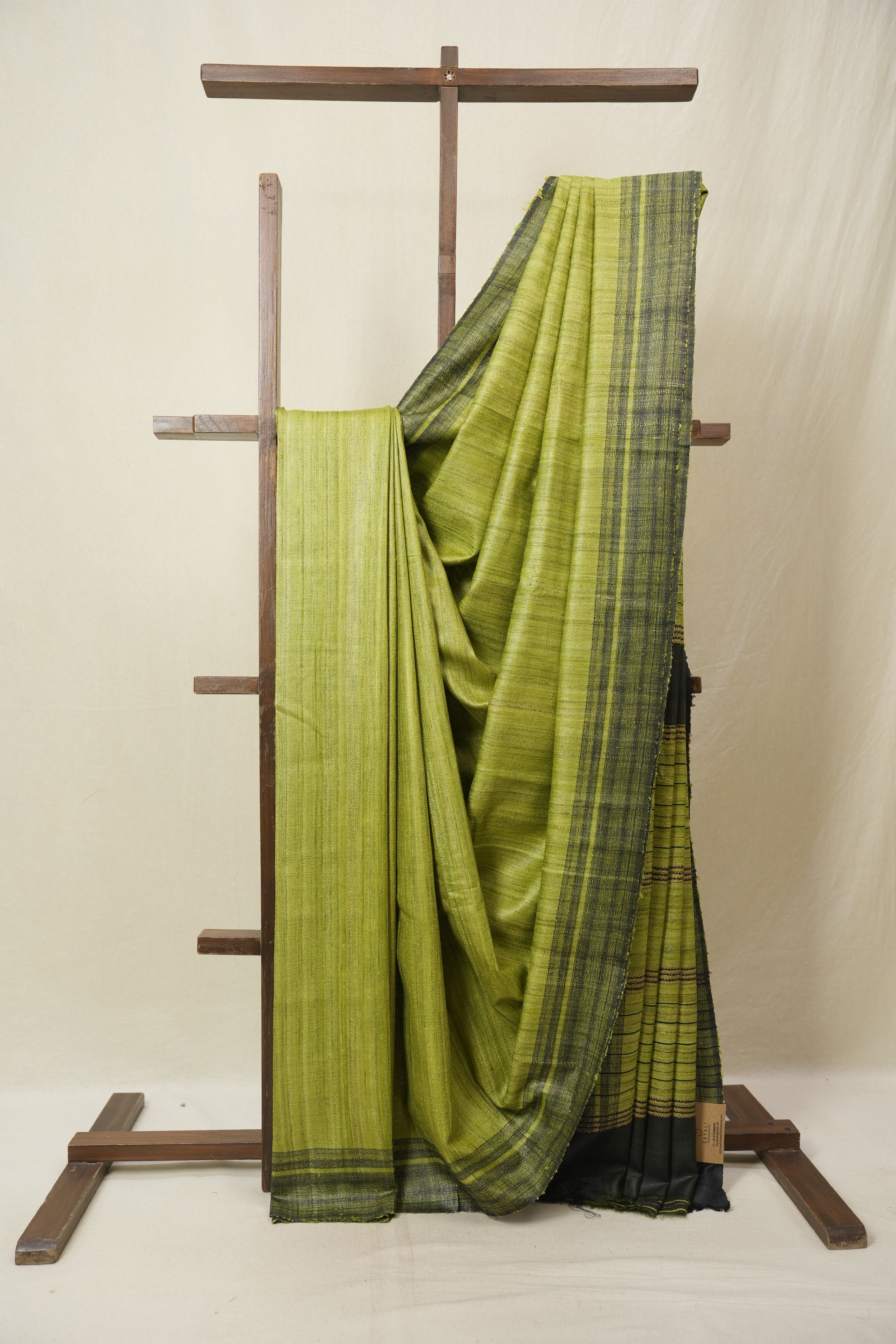 Parrot Green Tussar Silk Saree - SRPGTSS1846