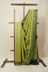 Parrot Green Tussar Silk Saree - SRPGTSS1846