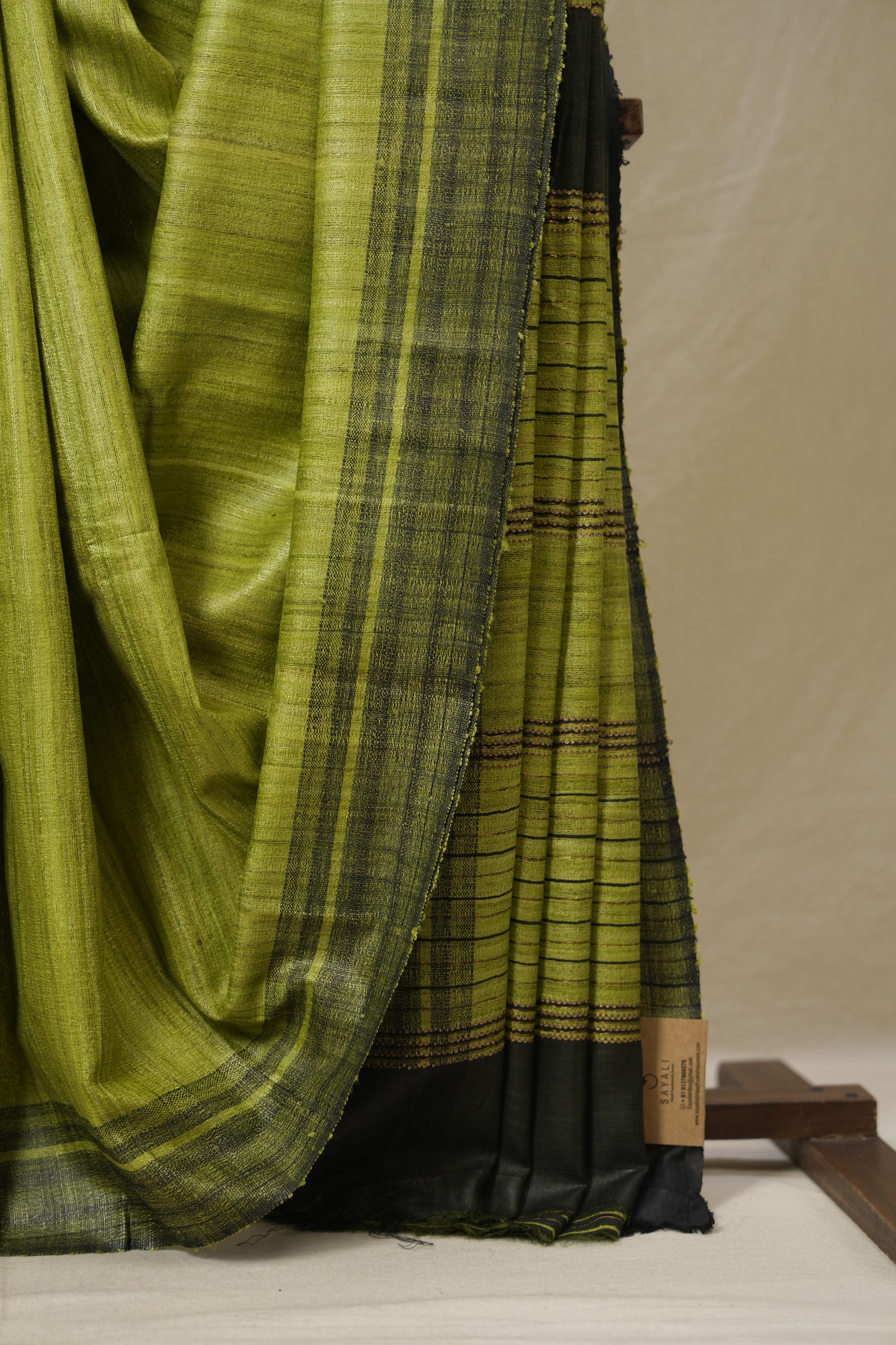 Parrot Green Tussar Silk Saree - SRPGTSS1846