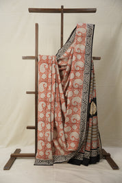 Brick Red White HBP Cotton Saree - SRBRWCS2831