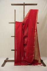 Red Maheshwari Saree - SRRMS980
