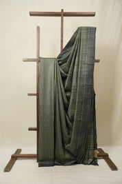 Dark Green Tussar Silk Saree - SRDGTSS1845