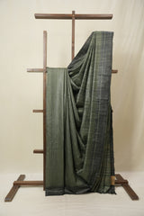 Dark Green Tussar Silk Saree - SRDGTSS1845