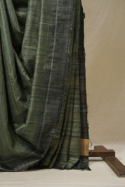 Dark Green Tussar Silk Saree - SRDGTSS1845