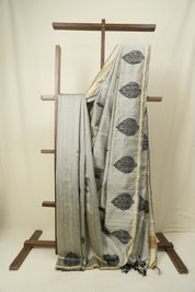 Silver Raw Silk Saree - SRSRSS1077
