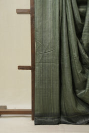 Dark Green Tussar Silk Saree - SRDGTSS1845
