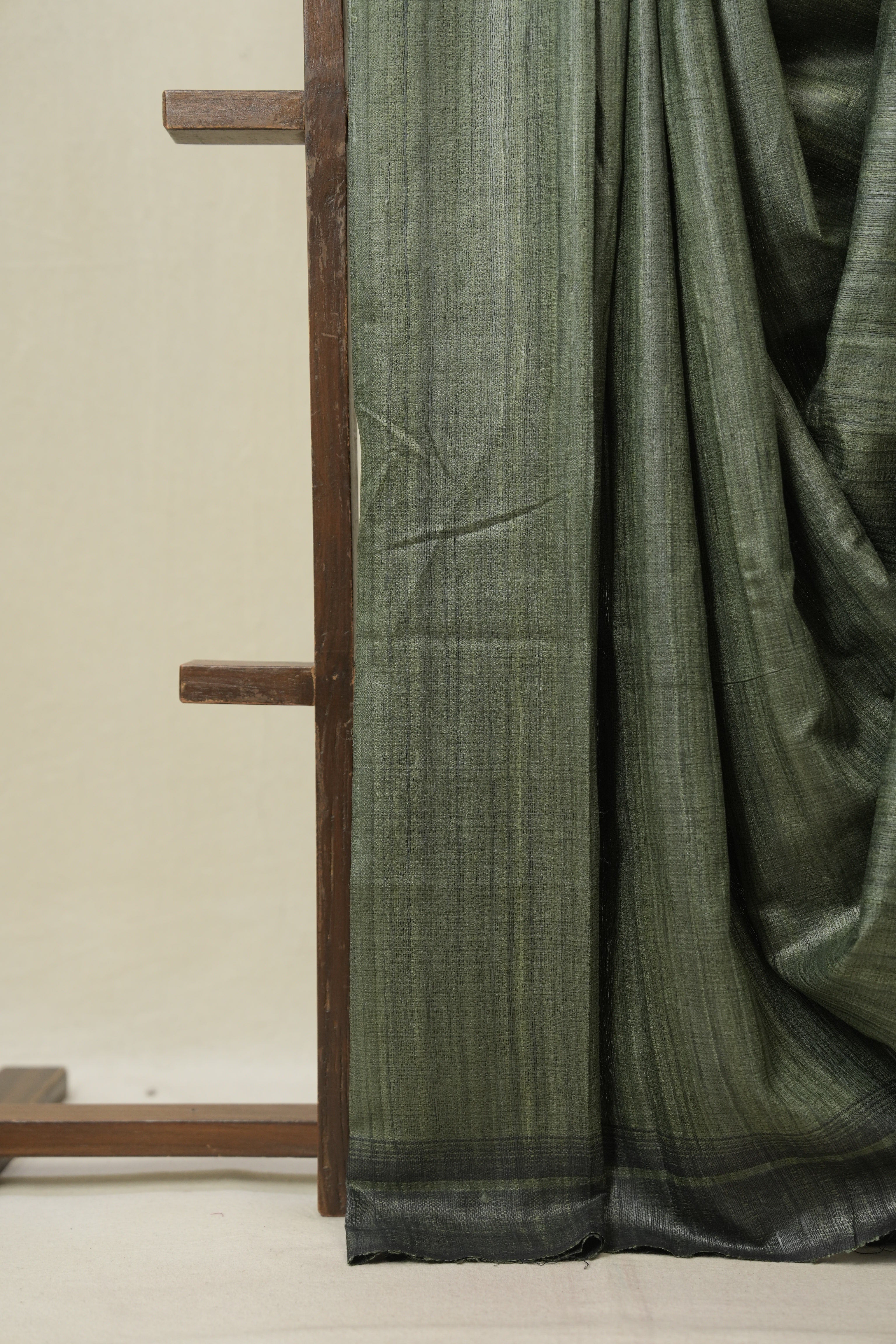 Dark Green Tussar Silk Saree - SRDGTSS1845