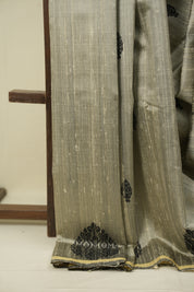 Silver Raw Silk Saree - SRSRSS1077