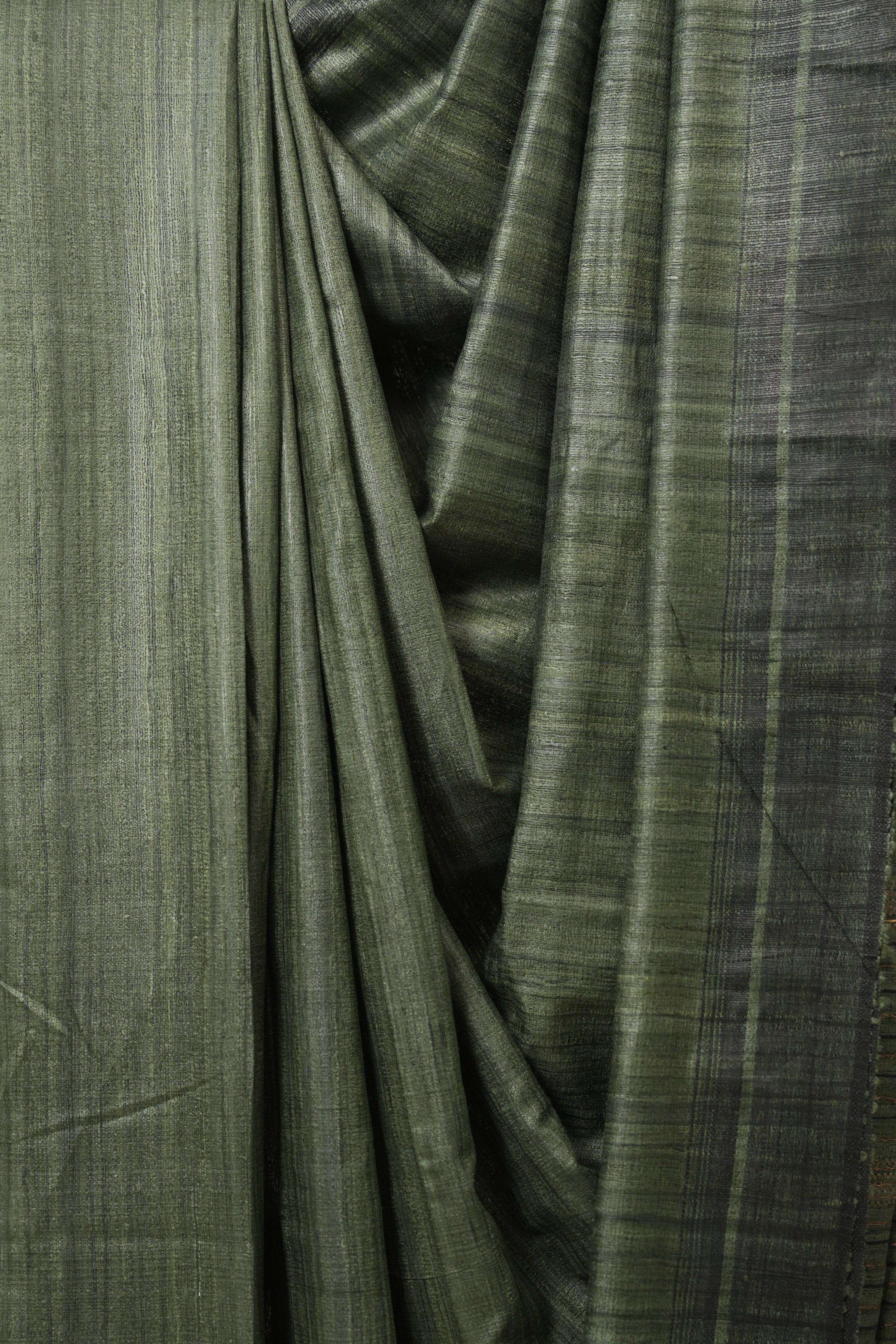 Dark Green Tussar Silk Saree - SRDGTSS1845