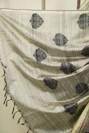 Silver Raw Silk Saree - SRSRSS1077