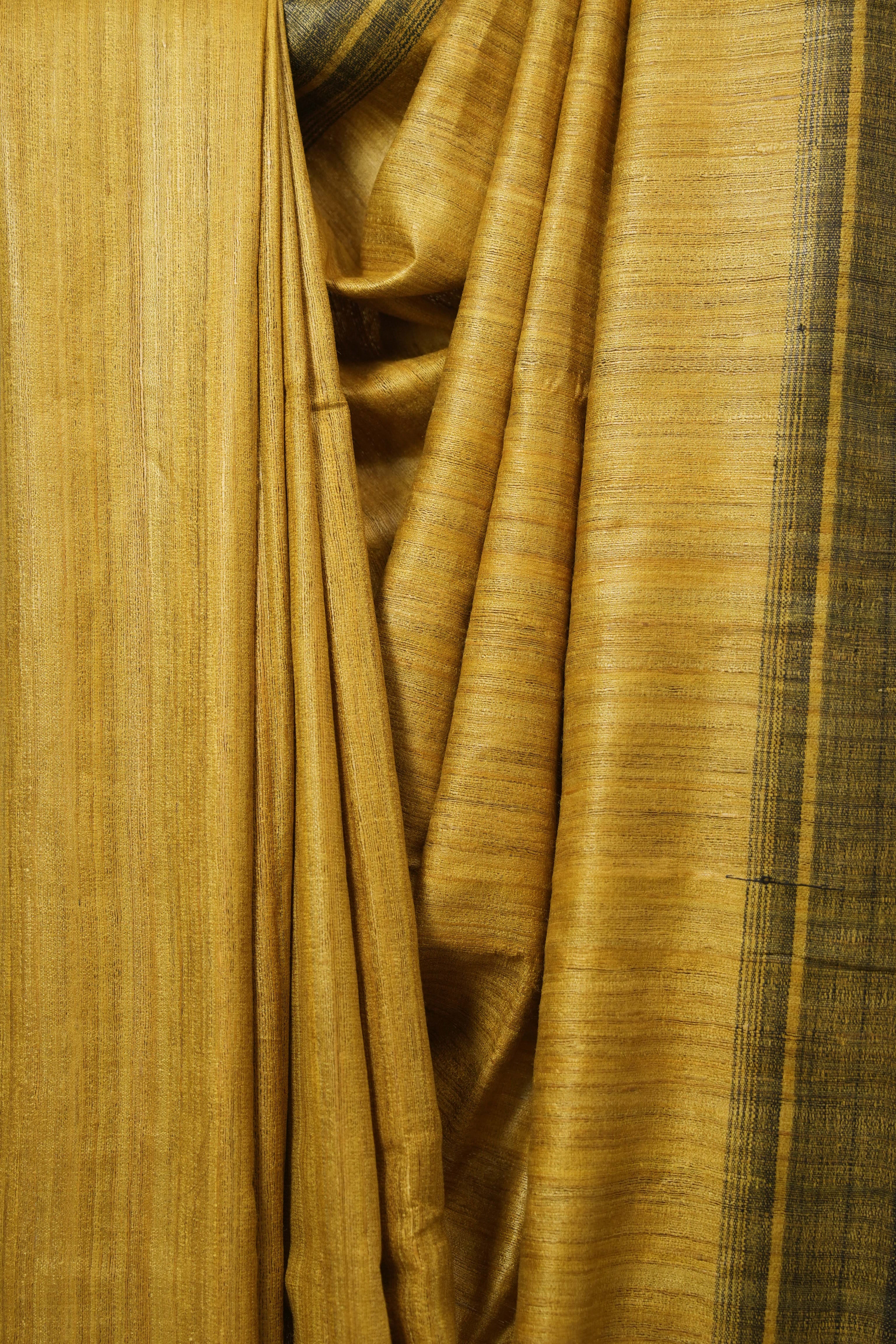 Yellow Tussar Silk Saree - SRYTSS1848
