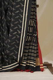 Black HBP Cotton Saree - SRBCS3373