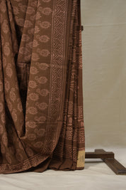 Dusty Brown HBP Cotton Saree - SRDBCS2829