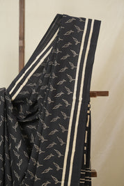 Black HBP Cotton Saree - SRBCS3373