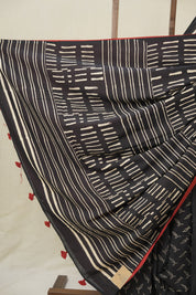 Black HBP Cotton Saree - SRBCS3373