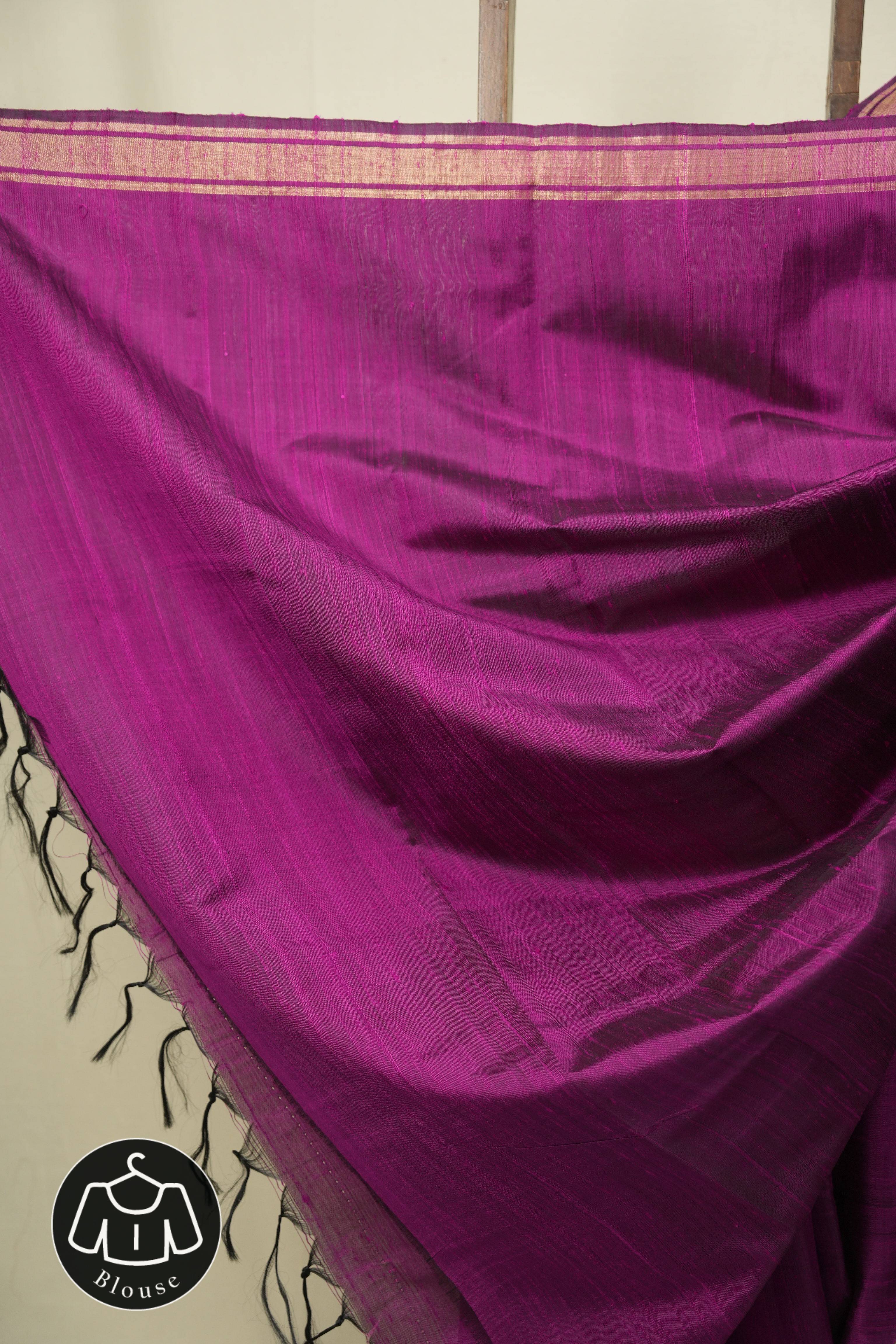 Magenta Raw Silk Saree - SRMRSS1079