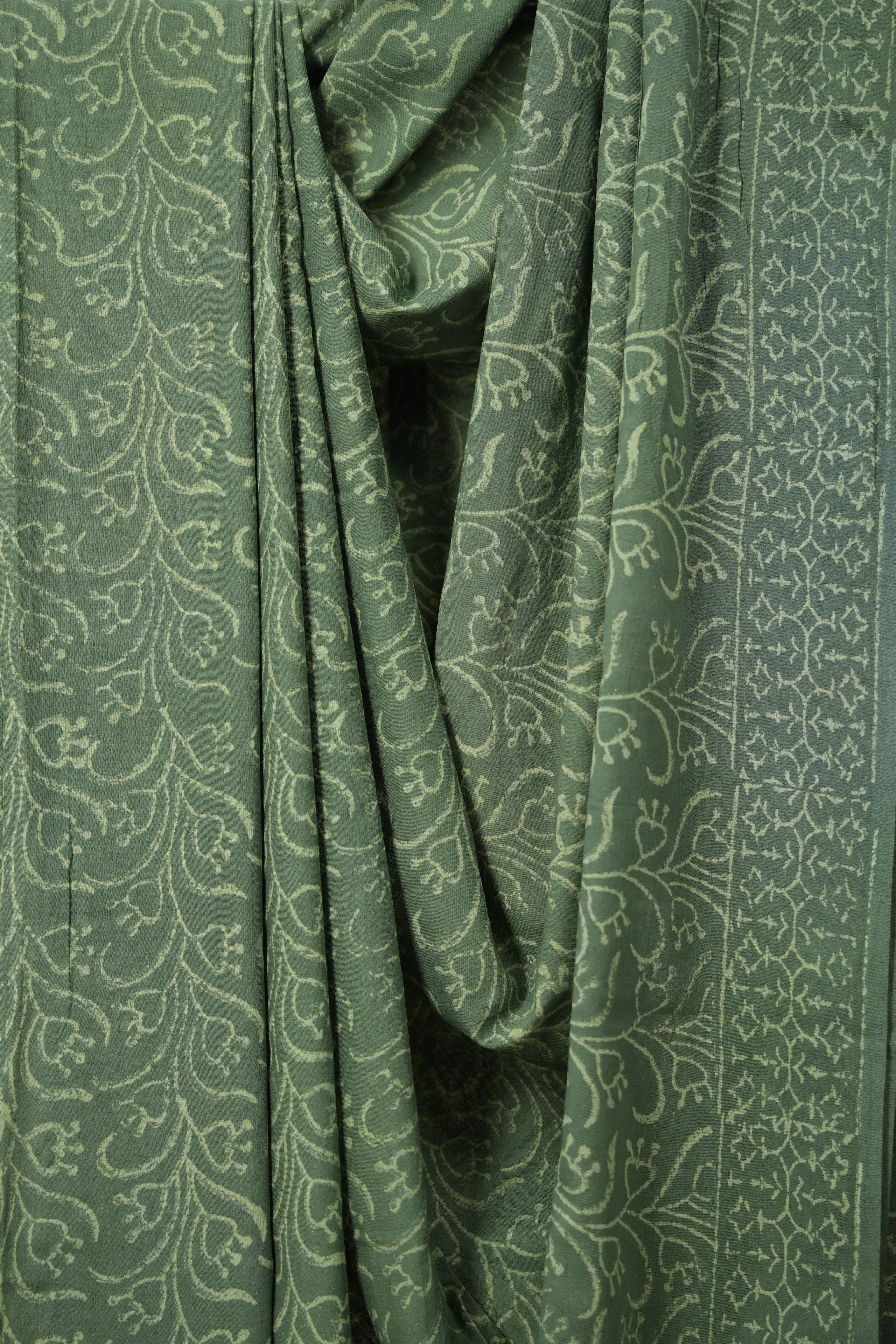 Sage Green HBP Cotton Saree - SRSGCS2828