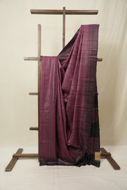 Wine Tussar Silk Saree - SRWTSS1849