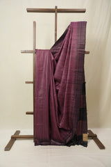 Wine Tussar Silk Saree - SRWTSS1849