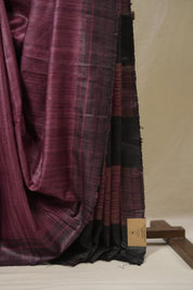Wine Tussar Silk Saree - SRWTSS1849