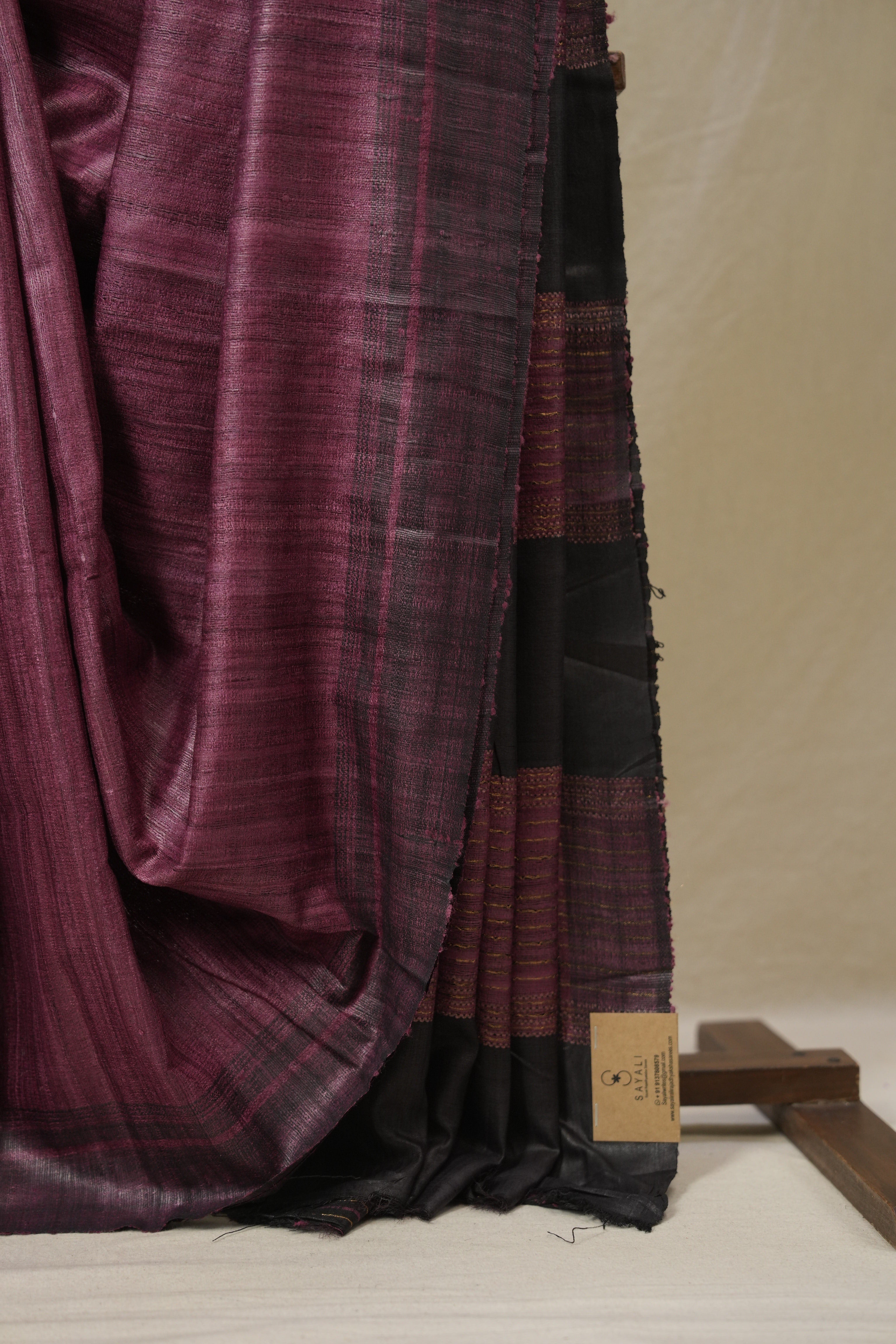 Wine Tussar Silk Saree - SRWTSS1849