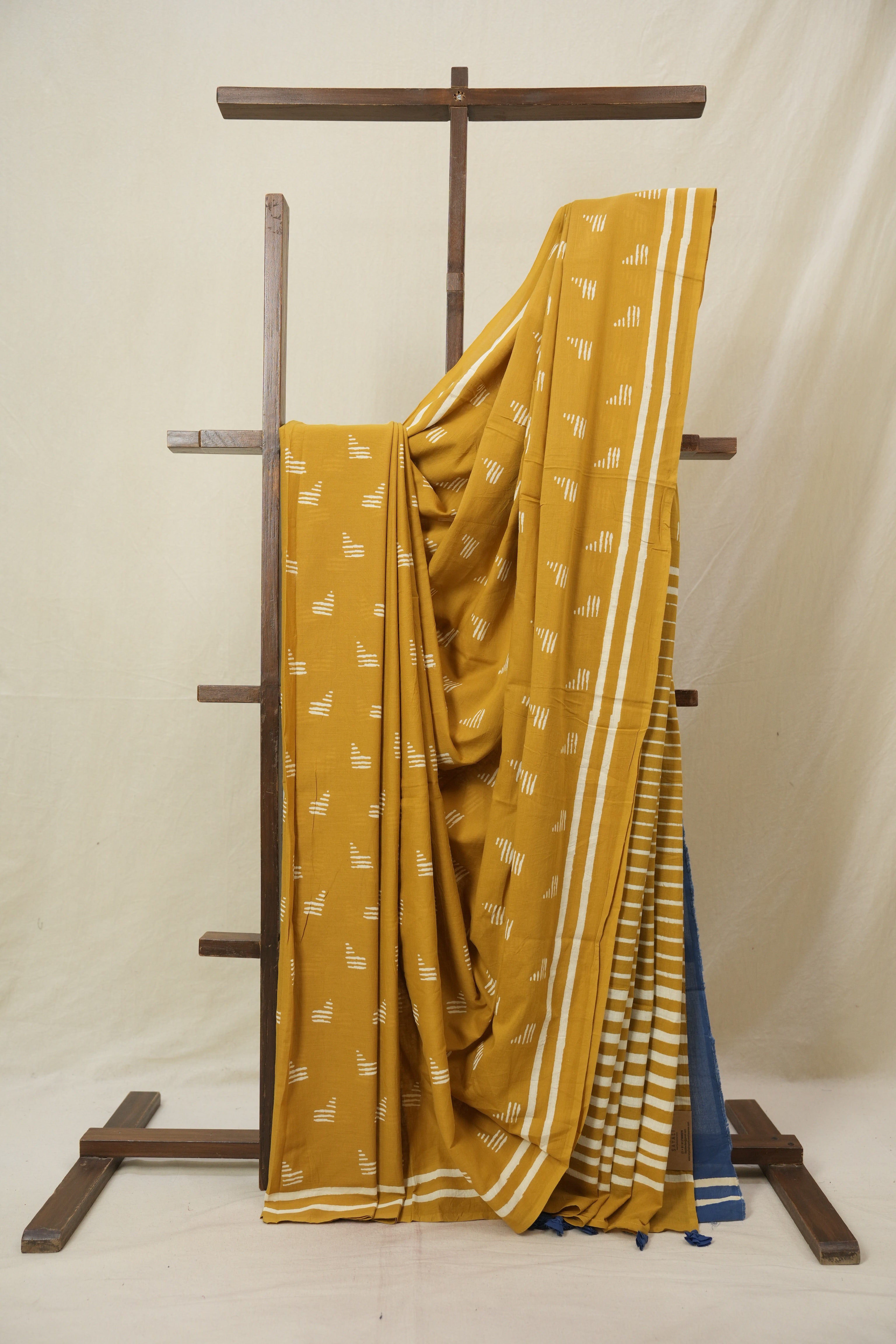 Mustard HBP Cotton Saree - SRMCS3376