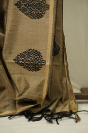 Sand Brown Raw Silk Saree - SRSBRSS1082