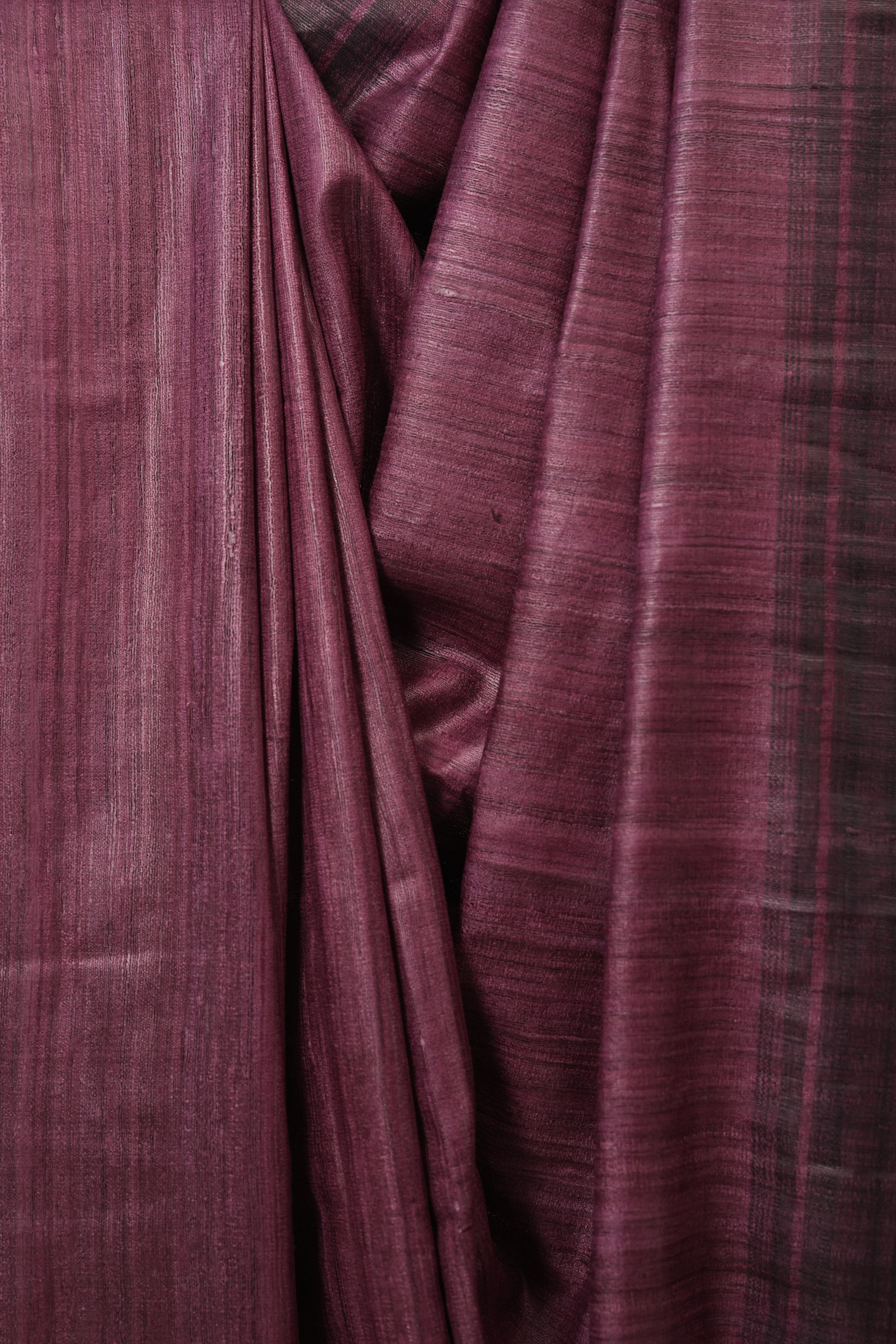 Wine Tussar Silk Saree - SRWTSS1849