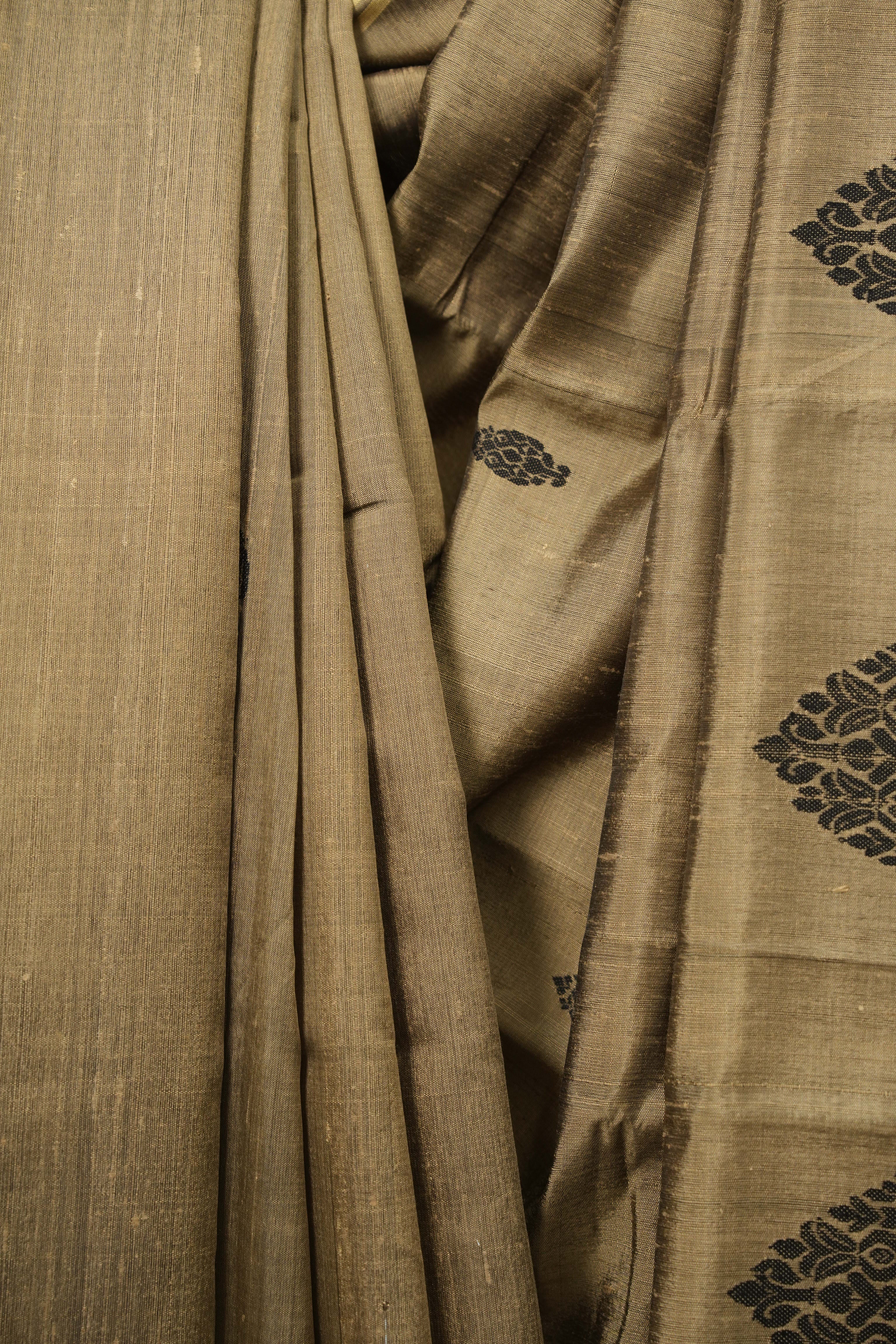 Sand Brown Raw Silk Saree - SRSBRSS1082