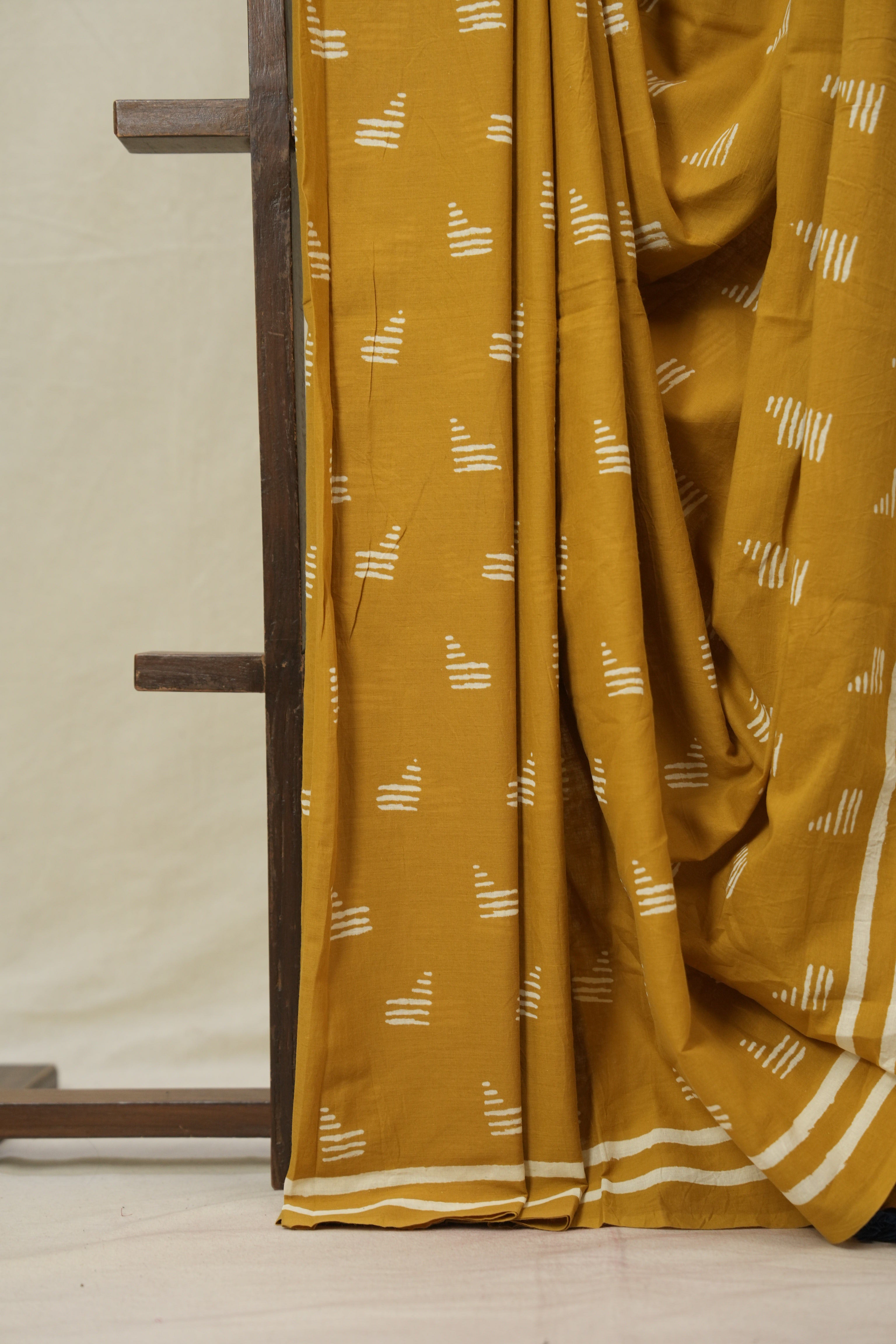 Mustard HBP Cotton Saree - SRMCS3376