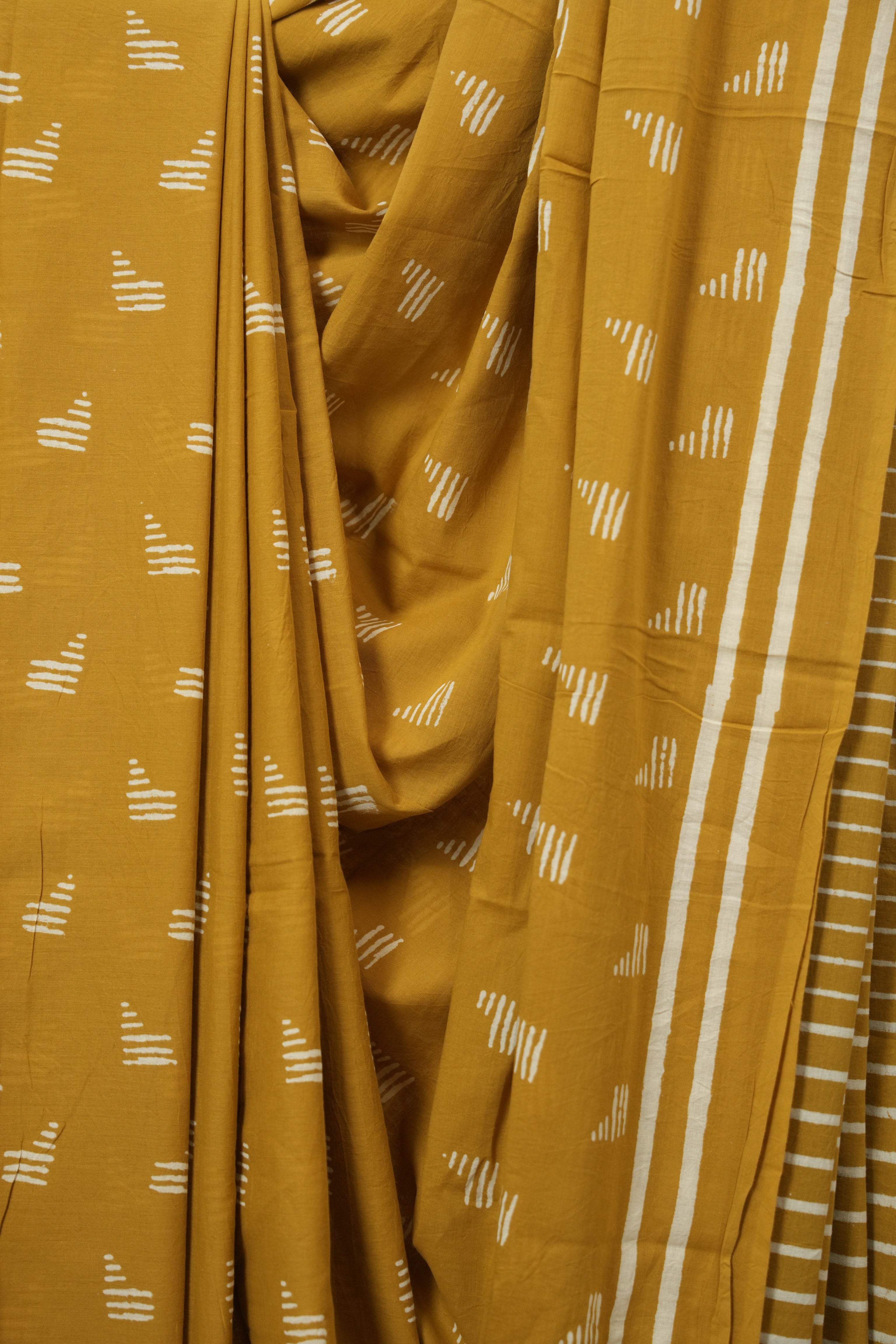 Mustard HBP Cotton Saree - SRMCS3376