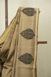 Sand Brown Raw Silk Saree - SRSBRSS1082