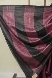 Wine Tussar Silk Saree - SRWTSS1849