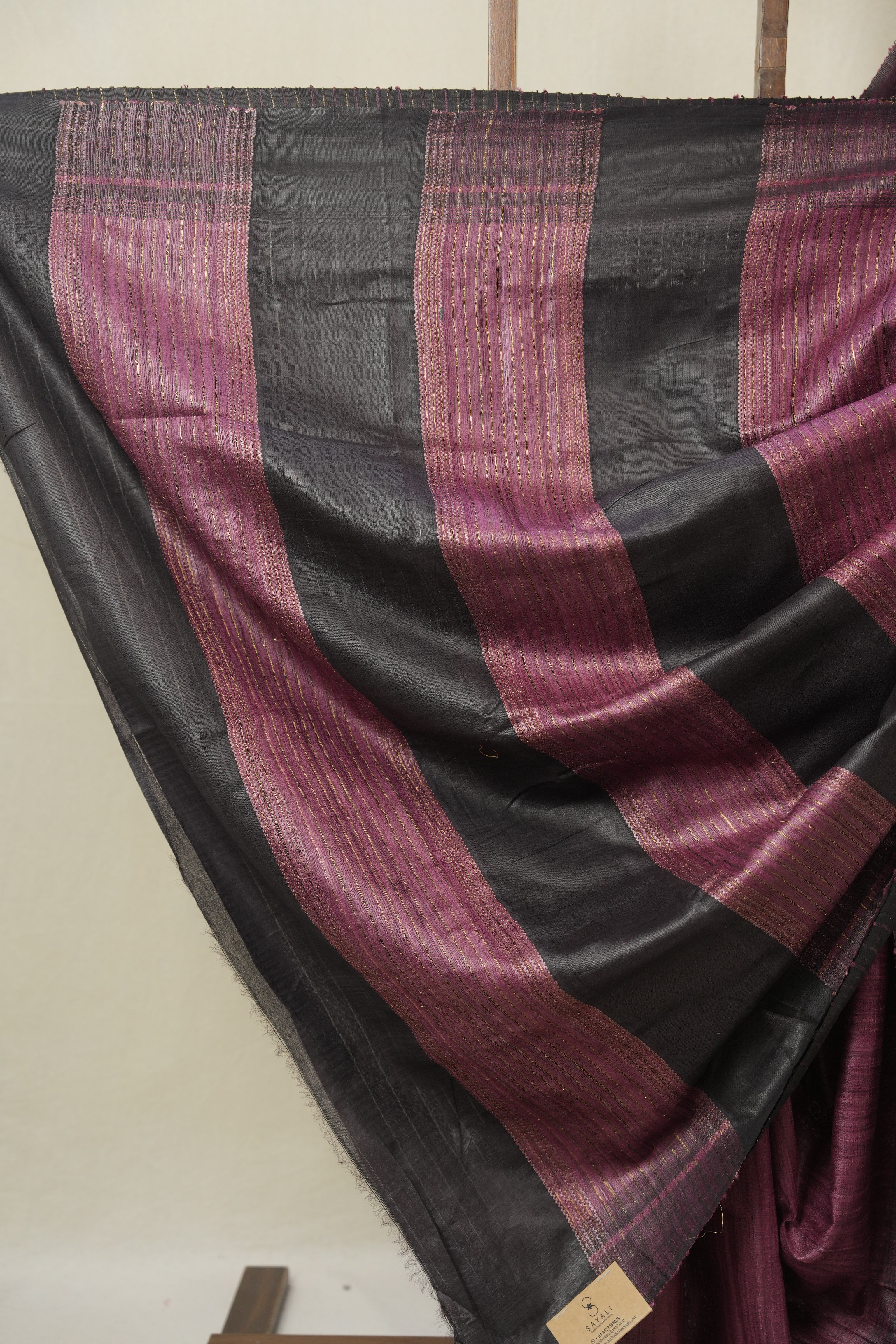 Wine Tussar Silk Saree - SRWTSS1849