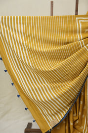 Mustard HBP Cotton Saree - SRMCS3376